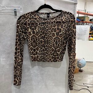 Windsor Leopard Print Long Sleeve Crop Top